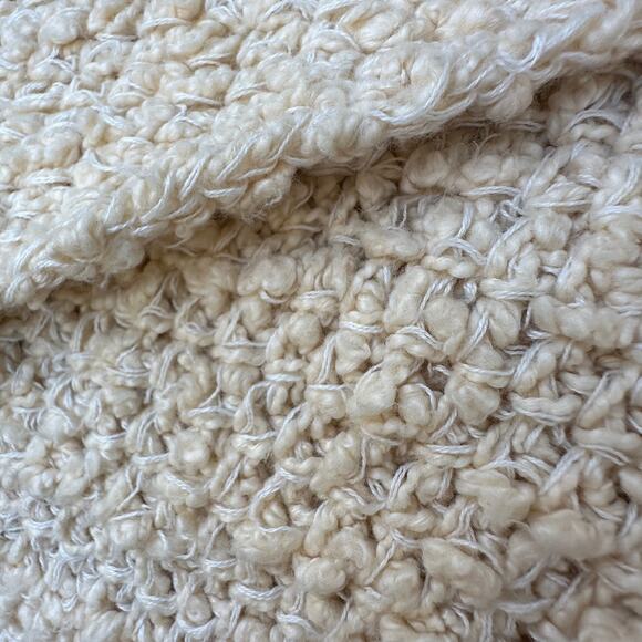 Free People Textured Bouclé Knit Cardigan M Open Front Oversized Cream Chunky - Picture 4 of 8